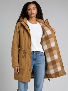 Gap Utility Parka Jacket Womens MP Sherpa Lined Hooded Anorak Removable EUC